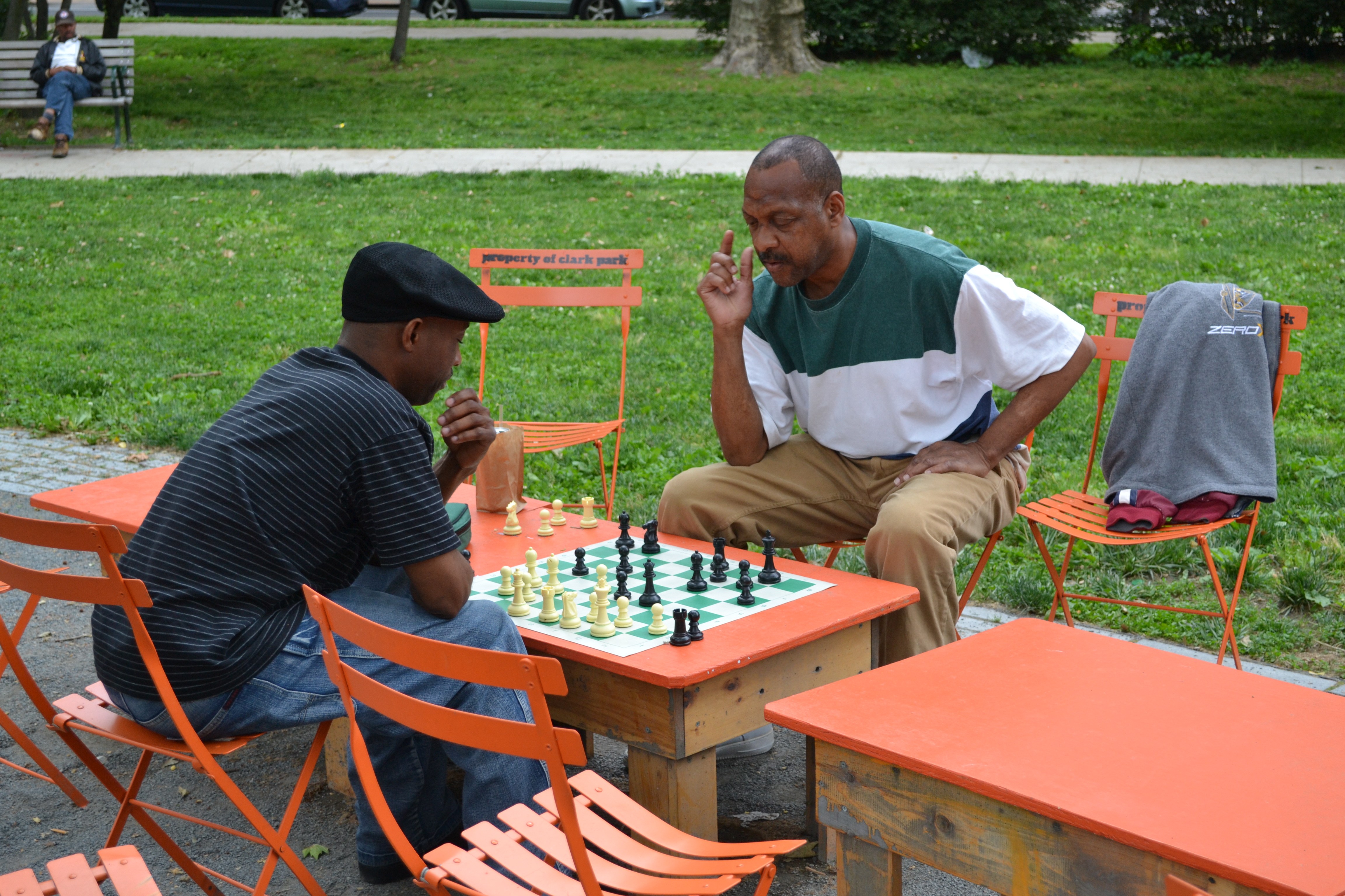 A chess game captivated some park goers